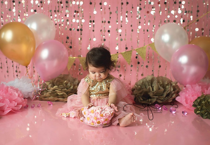 Madison | Pink & Gold Glam Smash Cake Photography Session | Cheshire ...