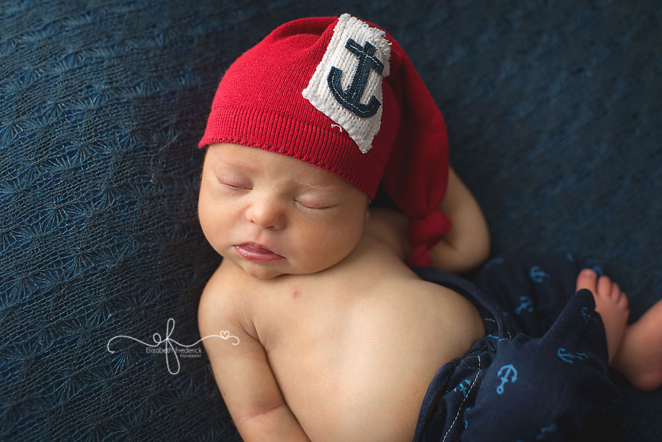 Nautical Newborn Photography Session | Navy, Red & Blue Newborn Session | Boat Newborn | CT Newborn Photographer Elizabeth Frederick Photography www.elizabethfrederickphotography.com 
