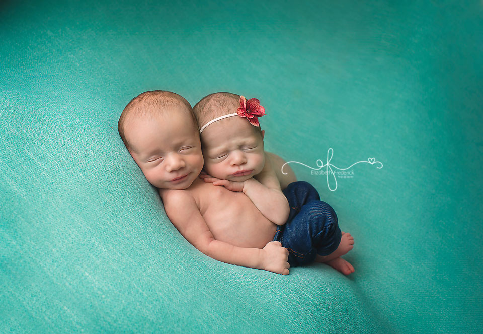 Twin Newborn Photography Session | Twin Posing Ideas | Wrapped Twin Newborn, colorful newborn photography | CT Newborn Photographer Elizabeth Frederick Photography www.elizabethfrederickphotography.com 