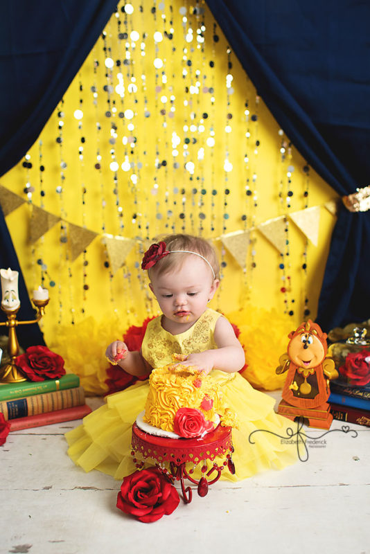Beauty & the Beast Smash Cake Photography Session | First Birthday | Farmington, CT Smash Cake Photographer