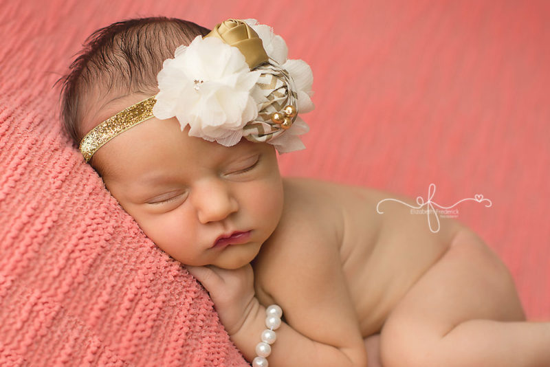 Black, Coral & Gold Newborn Photography Session | CT Newborn Photographer Elizabeth Frederick Photography. Colorful VIbrant Modern Newborn Photography