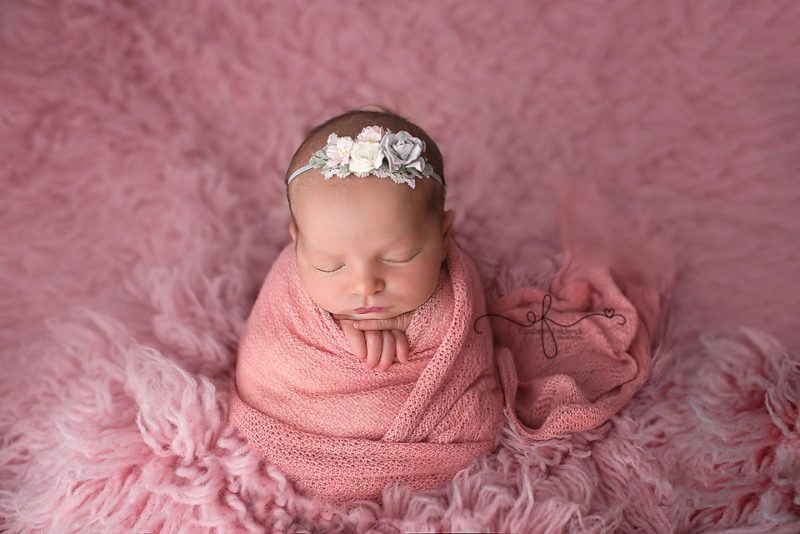 Blue & Pink Newborn Girl Photography Session | Potato Sack Pose | CT Newborn Photographer Elizabeth Frederick Photography