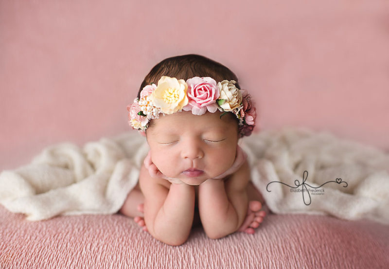 Newborn Girl in Pink Froggy Pose | CT Newborn Photographer Elizabeth Frederick Photography www.elizabethfrederickphotography.com