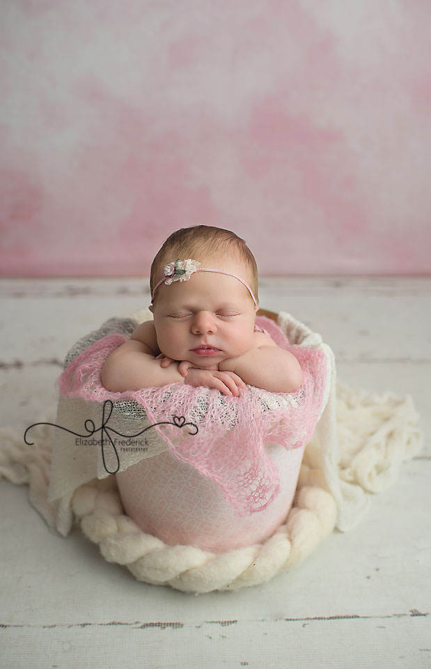 Newborn posed in a bucket | CT Newborn Photography | CT Newborn Photographer Elizabeth Frederick Photography