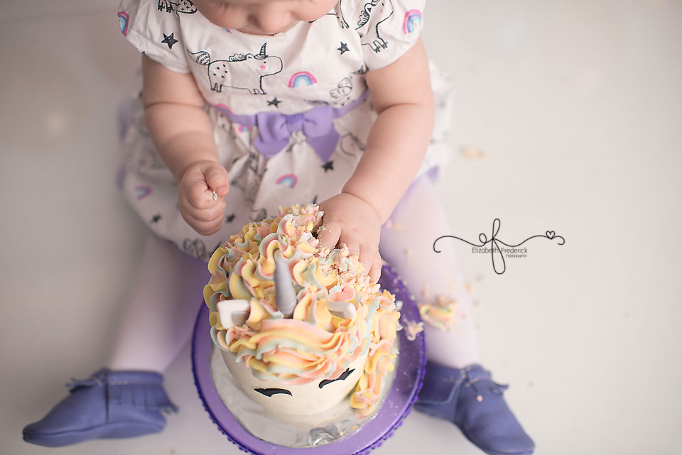 Rainbow & Unicorn Smash Cake Photography Session | Unicorn First Birthday Party | Unicorn Birthday Idea | Rainbow Birthday Idea | CT Smash Cake Photographer Elizabeth Frederick Photography | CT First Birthday Photographer