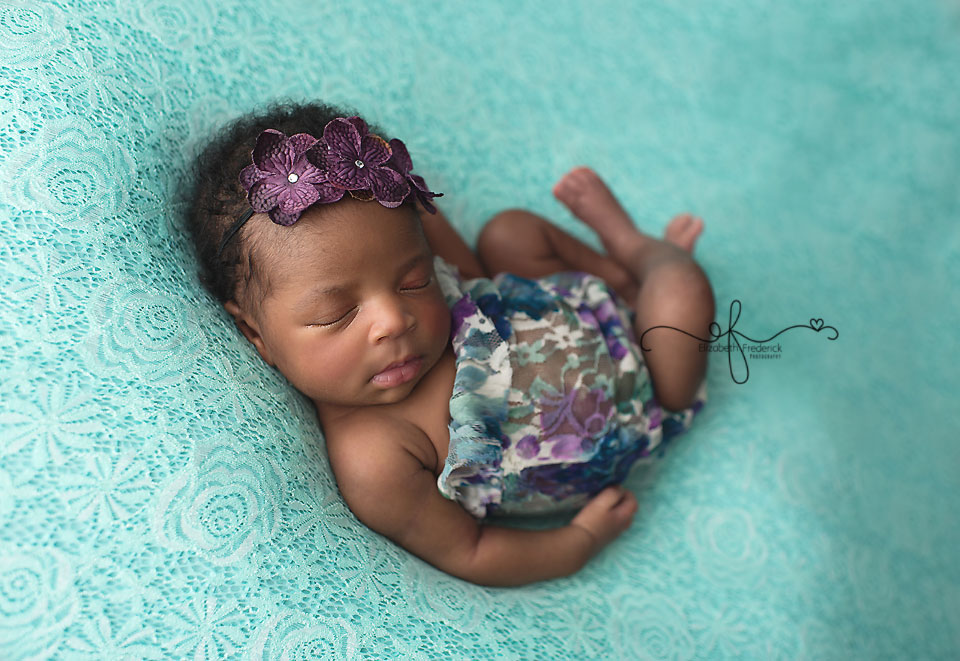 Aqua & Purple Newborn Photography session | Colorful Newborn Photography | Newborn Mini Session | CT Newborn Photographer Elizabeth Frederick Photography