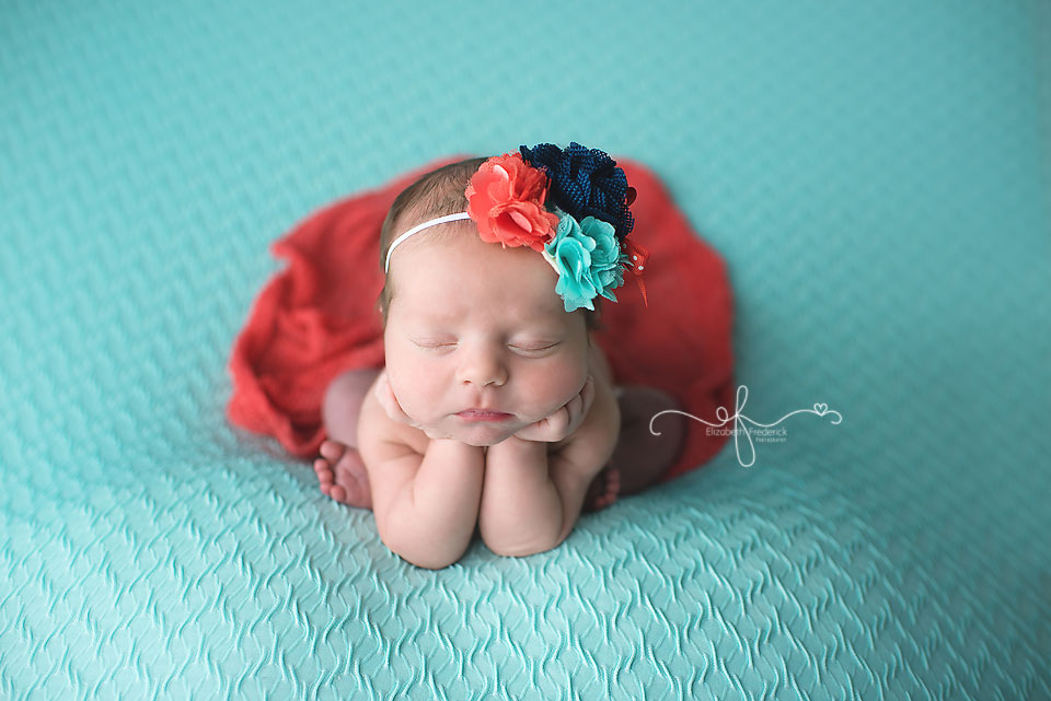 Aqua & Coral Hamden CT Newborn Photographer Vibrant & Coloful Newborn Photography