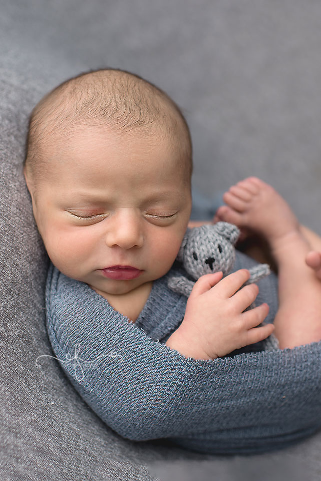 Baby Boy with lovie stuffy ct newborn photographer Elizabeth Frederick Photography