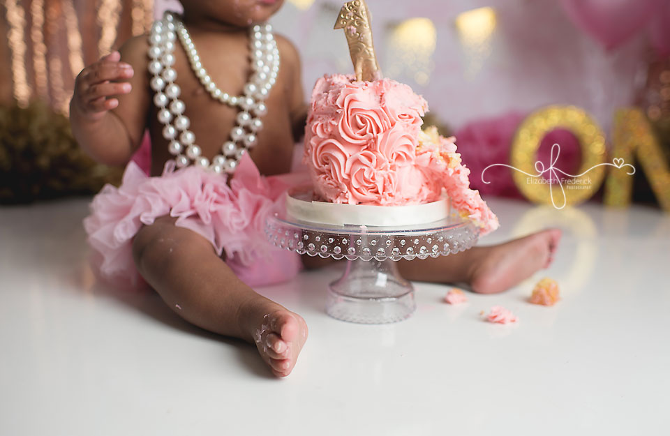 Rose Gold and Gold Smash Cake Photography session | Wethersfield CT Smash Cake Photographer