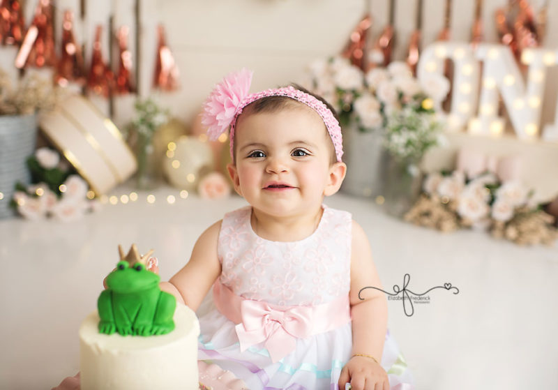 Princess & Frog Smash Cake | Smash Cake Photography in Connecticut | First Birthday Photos | CT Smash Cake Photographer ELizabeth Frederick Photography