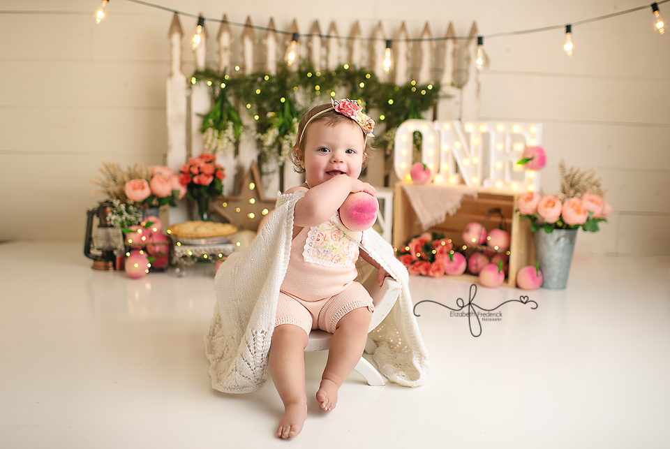 Sweet As Peach Smash Cake First Birthday Photography Session | CT Smash Cake Photographer