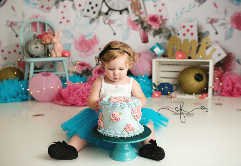 Alice in Wonderland CT Smash Cake Photographer Elizabeth Frederick Photography