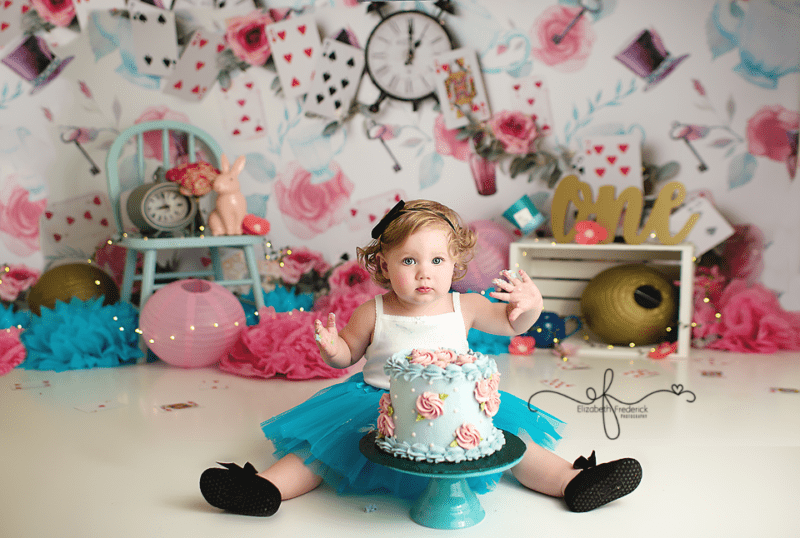 First Birthday Photography Session Alice in Wonderland Elizabeth Frederick Photography
