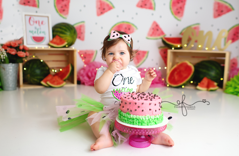 One in A Melon Smash Cake Photography Session | Watermelon Themed First Birthday Party Ideas | CT Smash Cake Photographer | CT First Birthday Photographer | CT Baby Photographer Elizabeth Frederick Photography