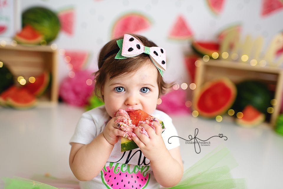 One in a Melon Smash cake Session | Watermelon First Birthday Themed Photoshoot | One in a Melon First Birthday Party idea | CT Smash Cake Photographer, CT baby Photographer, CT First Birthday Photographer Elizabeth Frederick Photography