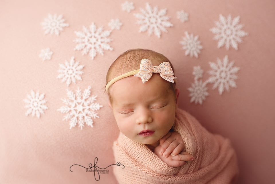 Winter Snow Baby Newborn Photography Pose idea | CT newborn Photographer Elizabeth Frederick Photography Connecticuts Best Newborn Baby Photographer