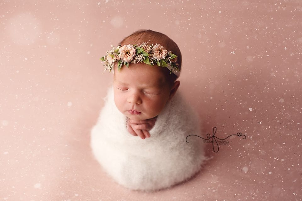 Snow Newborn Photography wrapped pose idea | Connecticut Newborn Photography Elizabeth Frederick Photography
