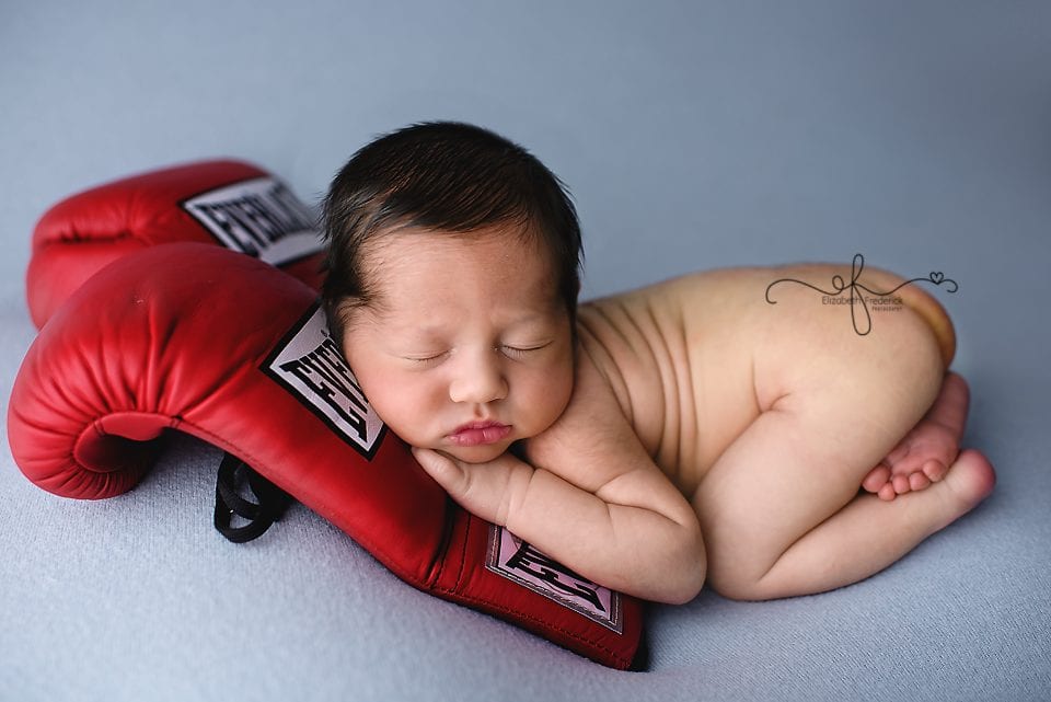 Boxer Gloves Newborn Photography | CT Newborn Photographer Elizabeth Frederick Photography
