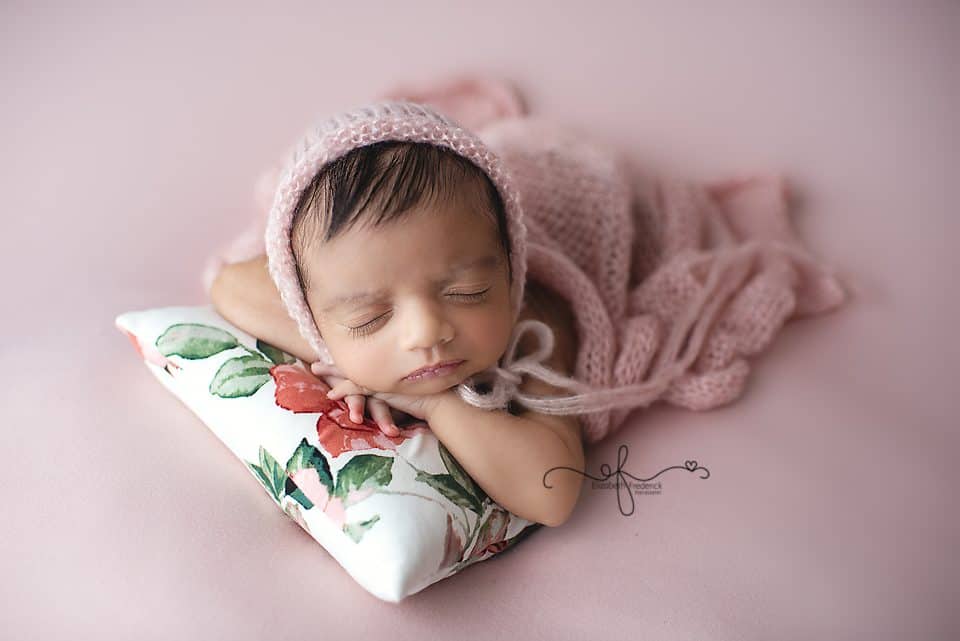 Newborn on pillow | Pink Newborn Session | CT Newborn Photographer