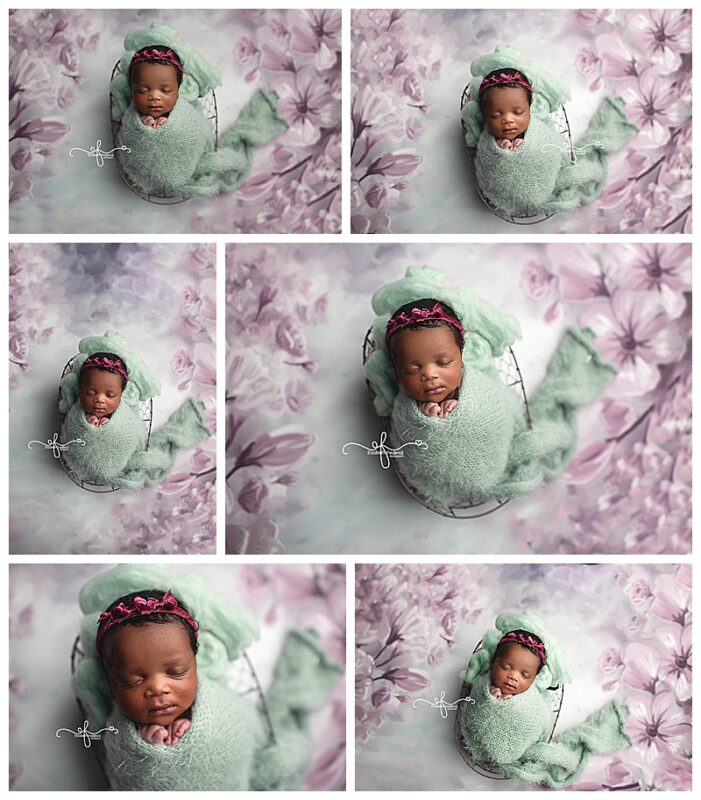 Greet & Purple swaddled newborn in a basket | CT Newborn Photographer Elizabeth Frederick Photography