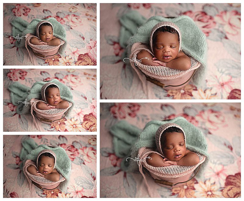 Pink Floral Newborn in a basket | CT Newborn Photographer Elizabeth Frederick Photography