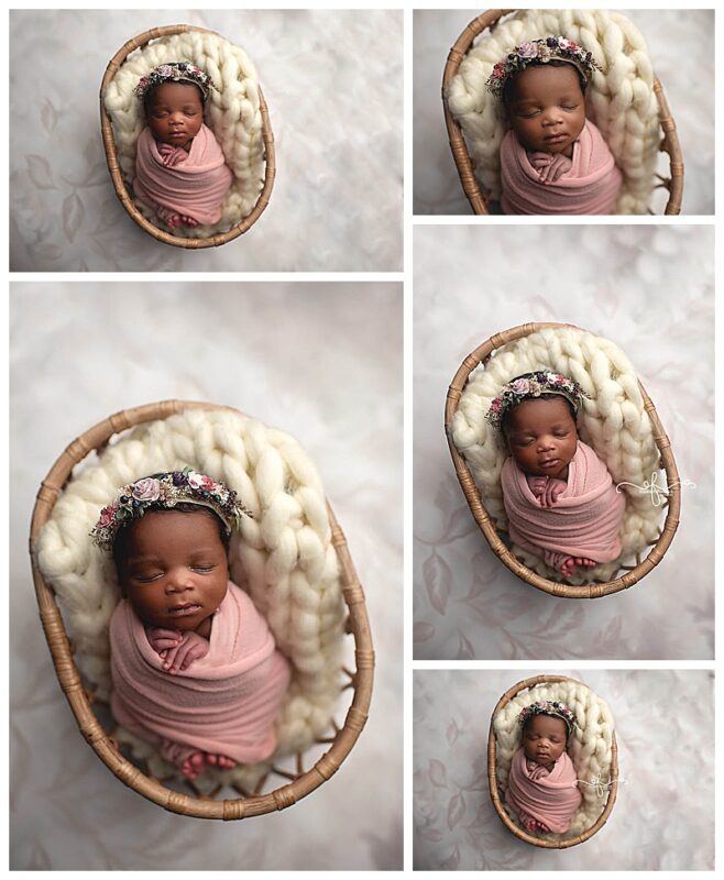 Newborn swaddled in a basket | CT Newborn Photographer