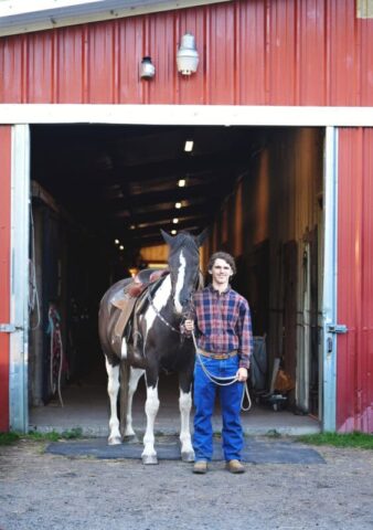 HM-Senior-1 High school senior portraits with his horse on a Connecticut farm