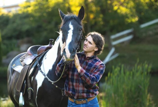 HM-Senior-10 Senior boy photography session with horse in Connecticut