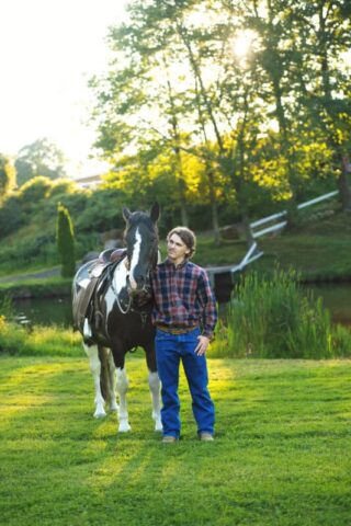 HM-Senior-12 Connecticut high school senior photos with horse on farm
