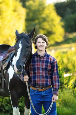HM-Senior-3 High school senior portraits with his horse on a Connecticut farm