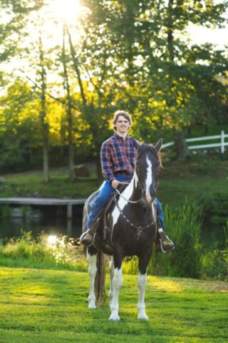 HM-Senior-6 High school senior portraits with his horse on a Connecticut farm