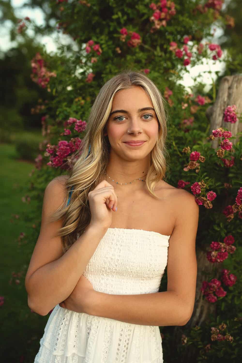 High school senior portrait in the rose garden at Elizabeth Park in West Hartford, Connecticut